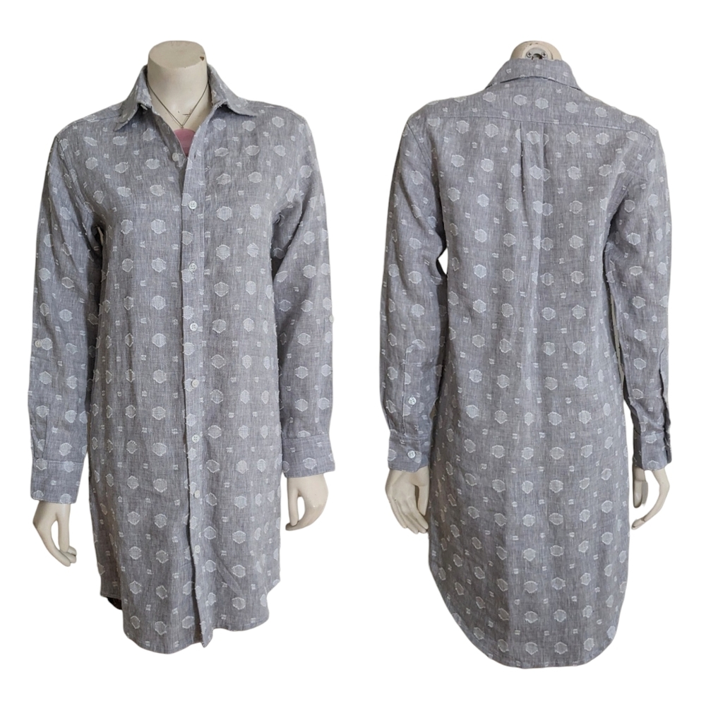 Emily Phillips Silver Grey Linen Dot Girlfriend Dress
